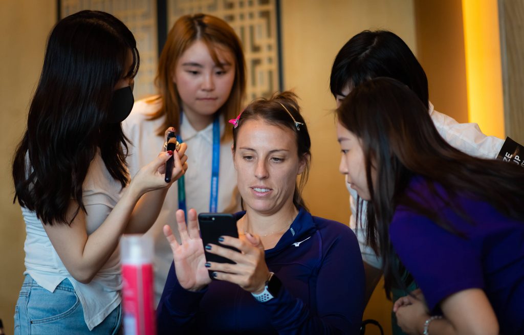 October 21, 2019, Zhuhai, CHINA: Andreja Klepac of Slovenia in the style lounge ahead of the Players