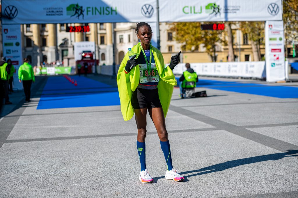 Zmagovalka Ljubljanskega maratona 2021 Grace Kwamboka Momanyi. FOTO: Uroš Skaza