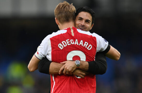 Trener Arsenala Mikel Arteta in Martin Odegaard