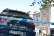 Police car outside the Prado Museum, Madrid Spain