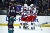 ANAHEIM, CALIFORNIA - JANUARY 21: The New York Rangers celebrate a goal against the Anaheim Ducks in the second period at Honda Center on January 21, 2024 in Anaheim, California. Ronald Martinez,Image: 839293942, License: Rights-managed, Restrictions: , Model Release: no