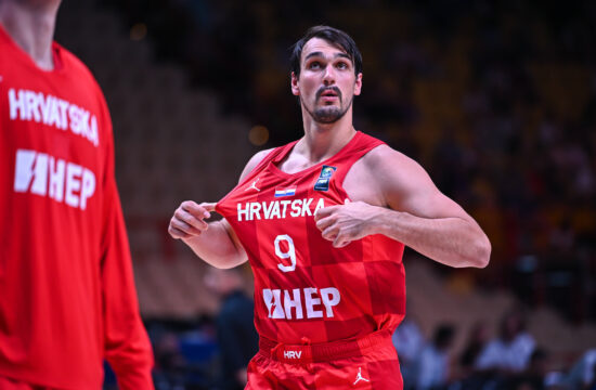 9 Dario Saric of Croatia is playing during the FIBA Olympic Qualifying Tournament 2024, match between Slovenia and Croat