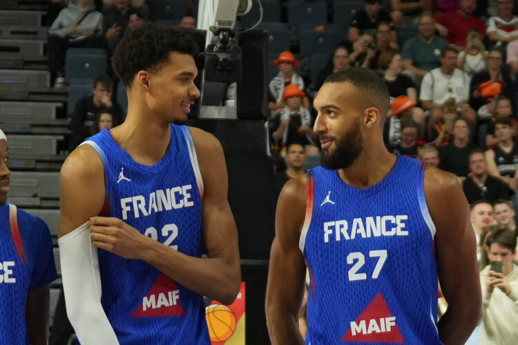 WEMBANYAMA Victor AND GOBERT Rudy OF FRANCE during the Friendly Basketball match between Germany and France on 6 July 20