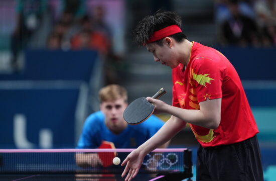 PARIS, FRANCE - JULY 31: Wang Chuqin of Team China competes during the Table tennis, Tischtennis - Men s Singles Round o