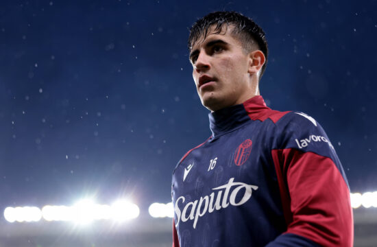 Turin, Italy, 3rd May 2024. Tommaso Corazza of Bologna FC leaves the field of play following the warm up prior to the Se