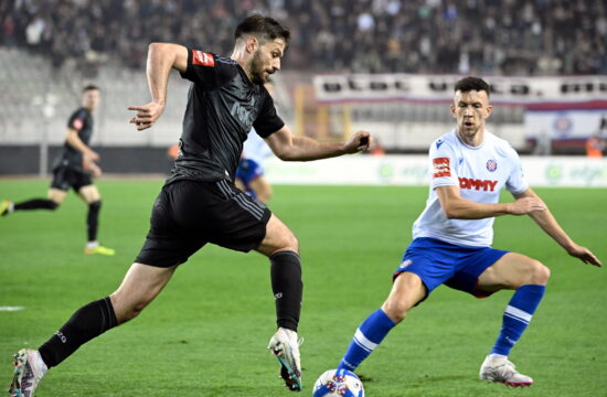 Croatia, Split, 030424. Stadium Poljud. SuperSport Croatian Football Cup semi-final match, HNK Hajduk - GNK Dinamo. In t