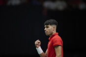 Davis Cup Final Group B doubles match on September 11, 2024 Carlos Alcaraz and Marcel Granollers (Not in photo) of Spain