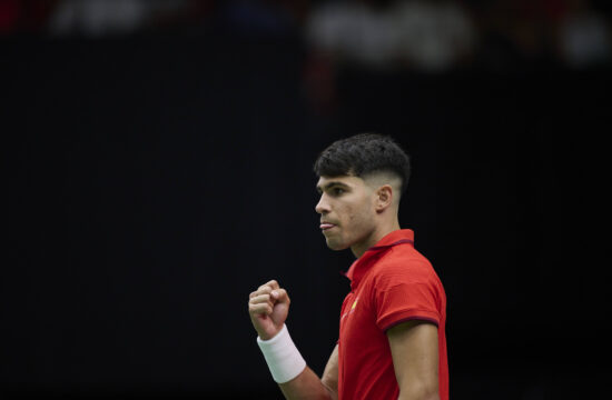 Davis Cup Final Group B doubles match on September 11, 2024 Carlos Alcaraz and Marcel Granollers (Not in photo) of Spain