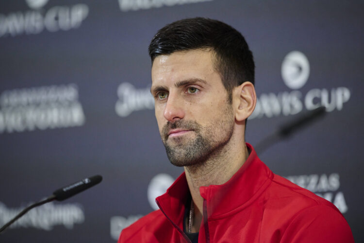 Davis Cup Final - Italy v Serbia Semi-Final MALAGA, SPAIN - NOVEMBER 25: Novak Djokovic and of Serbia in press conferenc