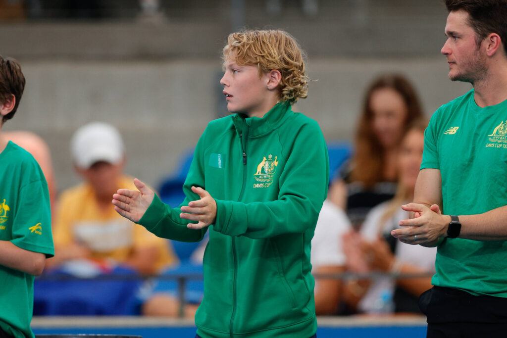 Cruz Hewitt son of Lleyton supporting Australia during the Davis Cup Qualifier match between Australia and Hungary at Sy