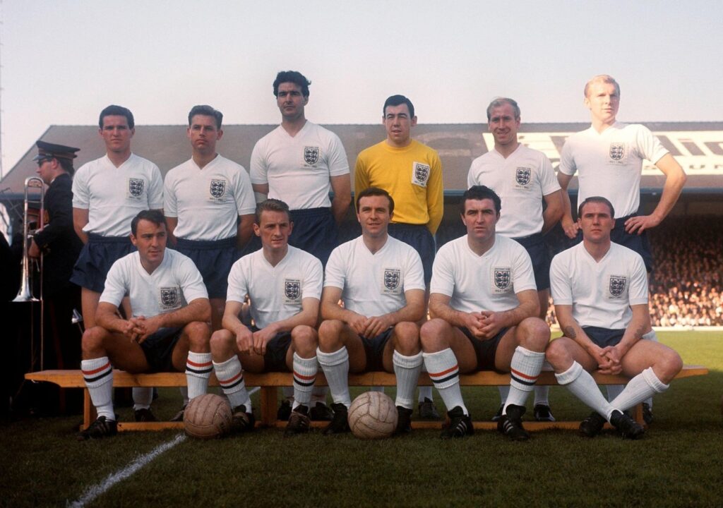 File photo dated 12-10-1963 of England Team Group Back Row: Terry Paine, Gordon Milne, Maurice Norman, Gordon Banks, Bobby Charlton and Bobby Moore 