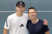 Justin Engel trainiert mit Trainer, coach Philipp Kohlschreiber in der BTV TennisBase., Oberhaching, Muenchen. *** Justi