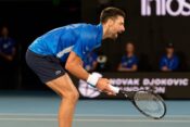 January 9, 2024: NOVAK DJOKOVIC of Serbia reacts in a charity match against Alexander Zverev prior to the start of the 2025 Australian Open in Melbourne, Australia. Sydney Low/Cal Sport Media