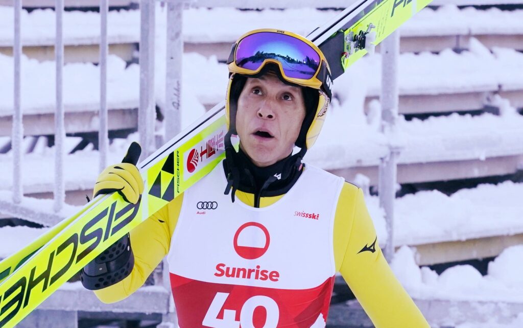 28.12.2024 FIS Continental Cup Skispringen Maenner Engelberg .Bild : Noriaki Kasai (JPN) (52 jaehrig)) Aktion Einzelbild