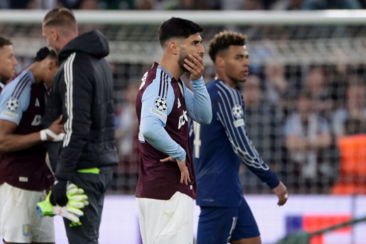 Marco Asensio of Aston Villa is dejected following the UEFA Champions League, Quarter-finals, 2nd leg football match between Aston Villa FC and Paris Saint-Germain (PSG) on April 15, 2025 at Villa Park in Birmingham, England - Photo Jean Catuffe / DPPI