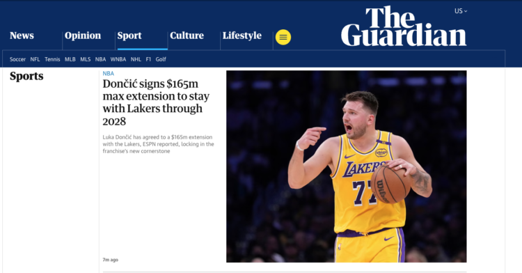 Luka Dončić, Guardian