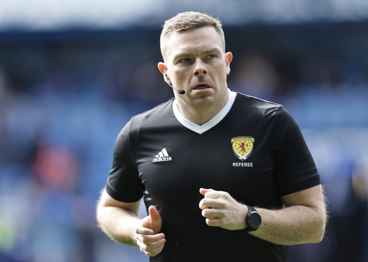 Rangers v Celtic cinch Premiership Referee John Beaton warms up during the cinch Premiership match at Ibrox Stadium, Gla
