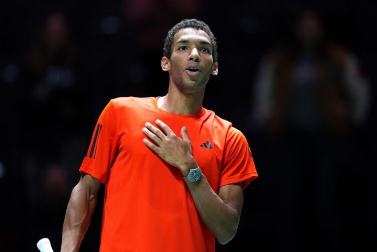 Canada's Felix Auger Aliassime after beating Finland's Otto Virtanen during the Davis Cup group stage finals match at the AO Arena, Manchester. Picture date: Thursday September 12, 2024.
