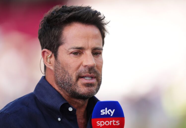 Sky Sports pundit Jamie Redknapp during the Premier League match at the London Stadium. Picture date: Saturday August 17, 2024.