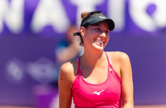 Strasbourg, France. 18th May, 2022. Oceane Dodin of France in action during her Round of 16 Singles match of the 2022 Internationaux de Strasbourg against Ekaterina Makarova at the Tennis Club de Strasbourg in Strasbourg, France Dan O' Connor/SPP Credit: