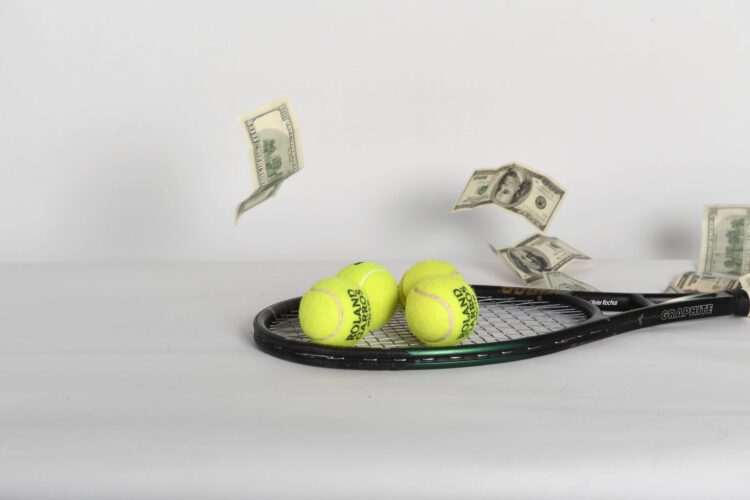 Illustration tennis and money BRUSSELS, BELGIUM - MARCH 20 : illustration picture of money and tennis on March 20, 2020