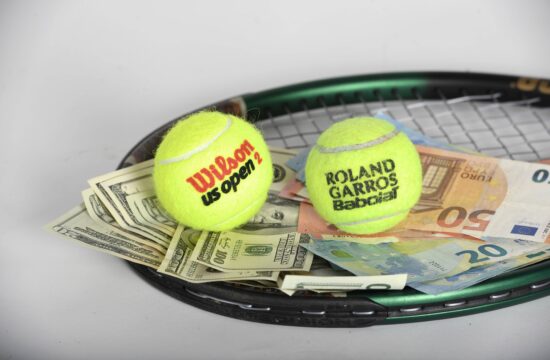 Illustration tennis and money BRUSSELS, BELGIUM - MARCH 20 : illustration picture of money and tennis on March 20, 2020