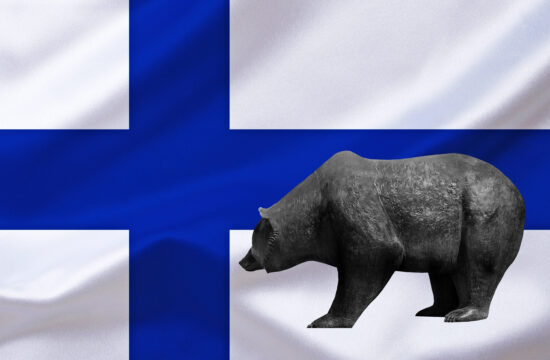 Flagge Finnlands, Baerenmarkt - Fallende Kurse in Finnland, Finnland Flag of Finland, bear market - Falling prices in Fi