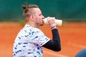 Marino Kegl of Slovenia plays at Slovenia Deaf Tennis Open in Murska Sobota
