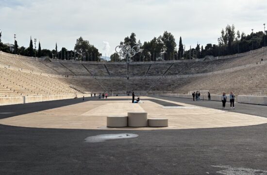 Panathenaic Stadium, Kallimarmaro. Ancient stadium in Athens, Greece, fully restored in white marble for the 1896 first modern Olympic Games.