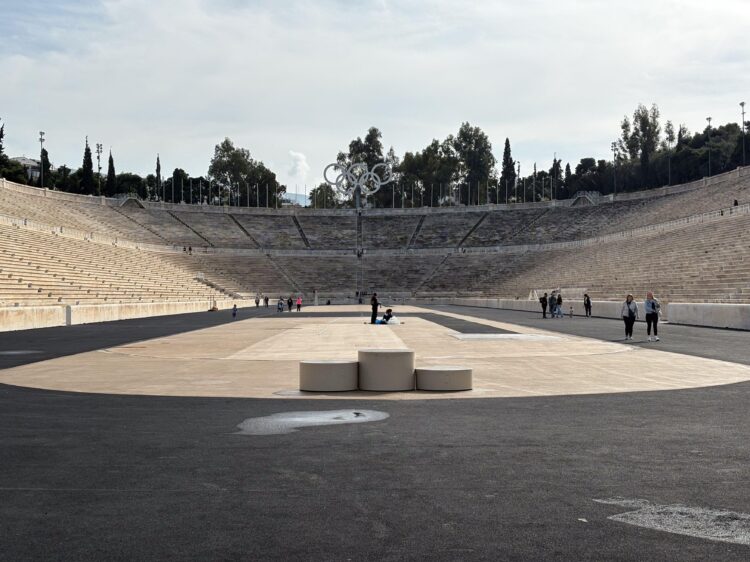 Panathenaic Stadium, Kallimarmaro. Ancient stadium in Athens, Greece, fully restored in white marble for the 1896 first modern Olympic Games.