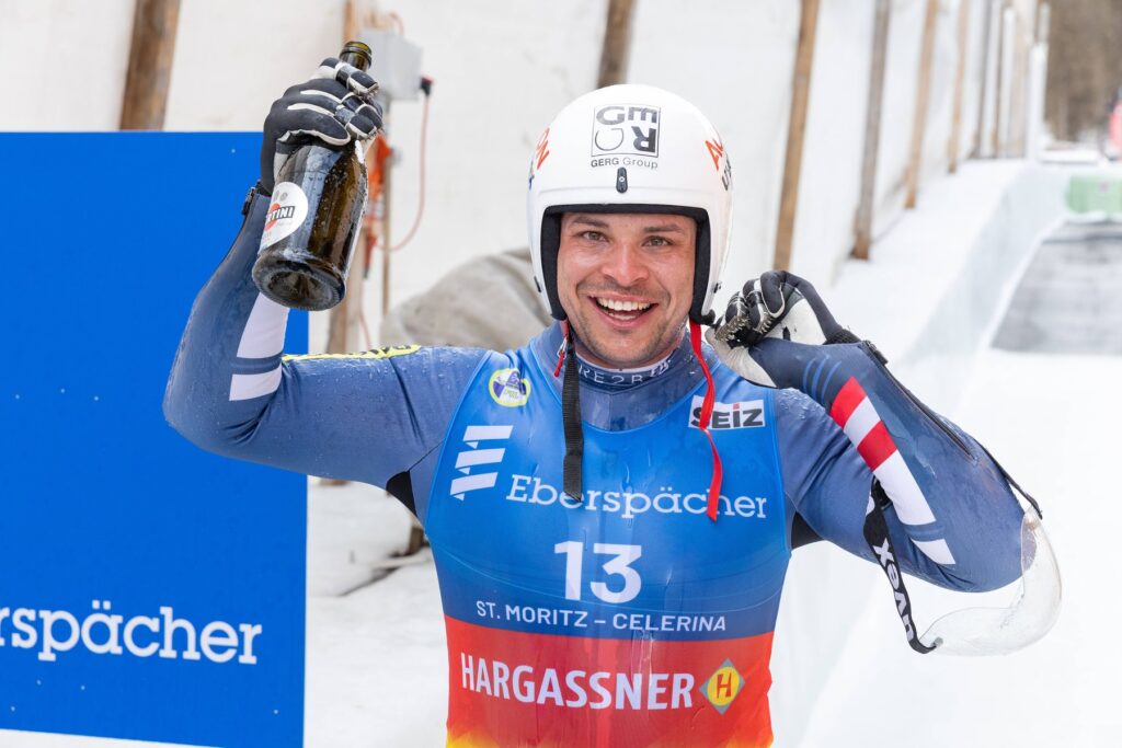 picture: Jonas Müller (AUT) / 01.03.2026 / luge / 8. FIL Eberspächer Luge World Cup, Olympia Bob Run St. Moritz - Celeri
